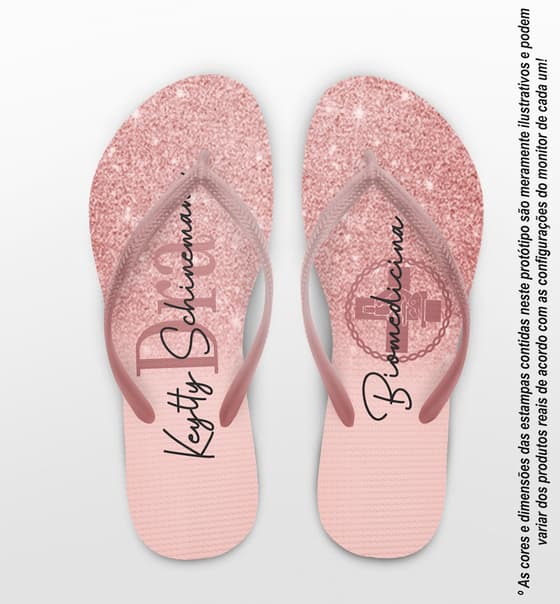 Chinelo Formatura Biomedicina Glitter Rosé Personalizado COD 10602