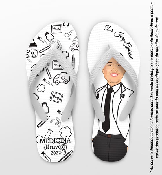 Chinelo Formatura Caricatura Medicina Masculino Personalizado COD 3104
