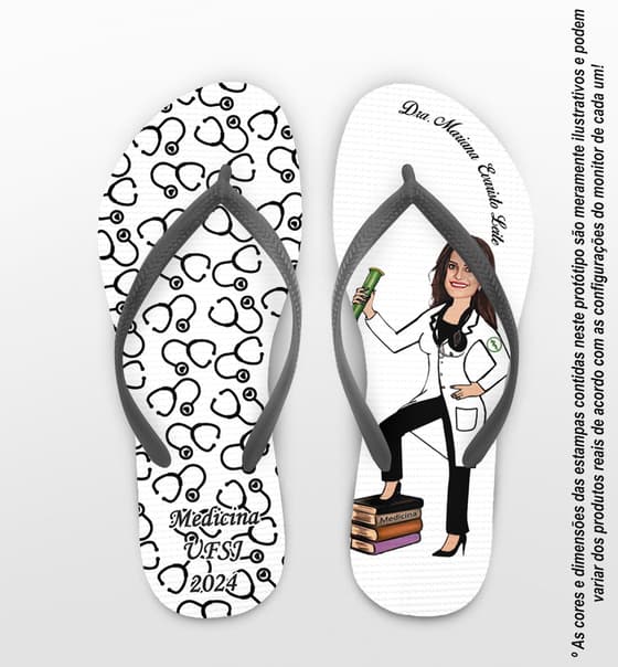 Chinelo Formatura Caricatura Medicina Personalizado COD 3103