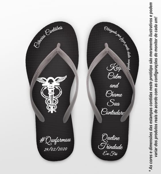 Chinelo Formatura Contabilidade Preto Personalizado COD 3637