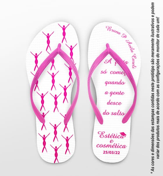Chinelo Formatura Cosmética e Estética Rosa Personalizado COD 3436