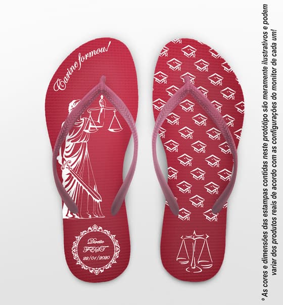 Chinelo Formatura Direito Bordô com Capelos COD 6114