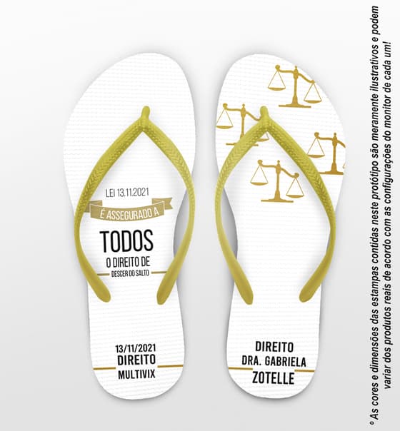 Chinelo Formatura Direito Branco Personalizado COD 3621