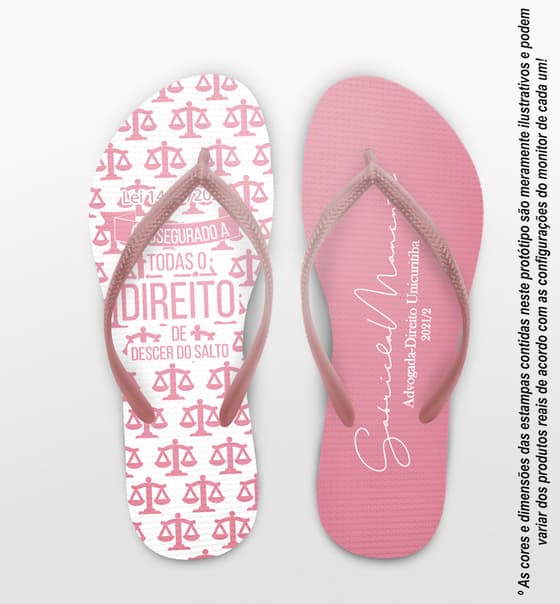 Chinelo Formatura Direito com Balanças Rosa Personalizado COD 5746