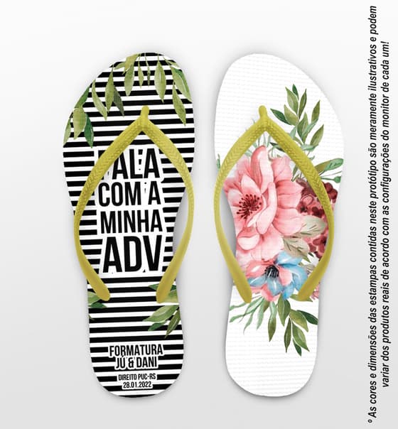 Chinelo Formatura Direito Floral Personalizado COD 10604