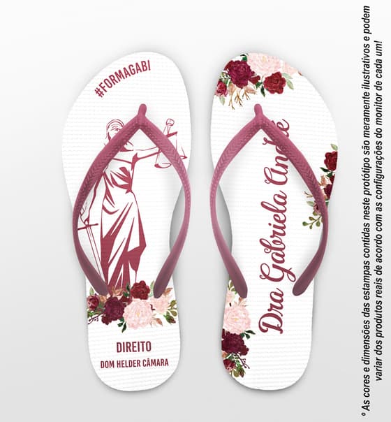 Chinelo Formatura Direito Floral Personalizado COD 12378