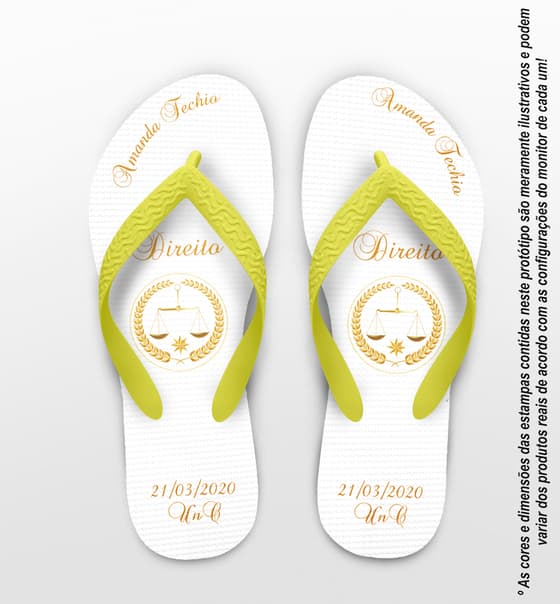 Chinelo Formatura Direito Fundo Branco com Brasão Personalizado COD 5764