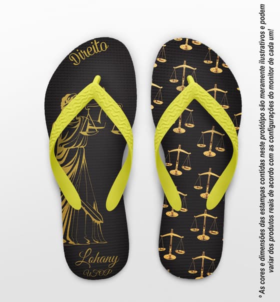 Chinelo Formatura Direito Preto e Dourado Personalizado COD 3622