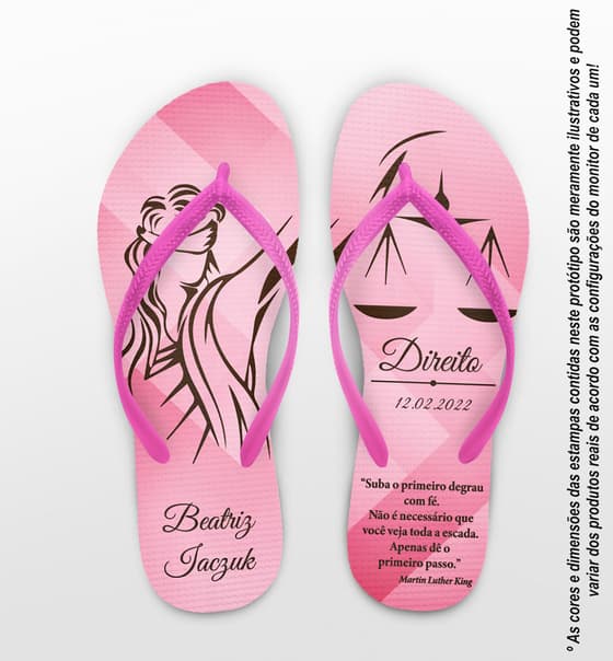 Chinelo Formatura Direito Rosa Personalizado COD 10340