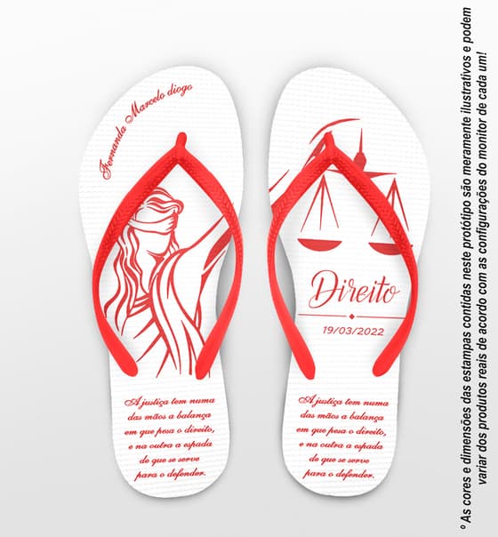 Chinelo Formatura Direito Vermelho Personalizado COD 3101