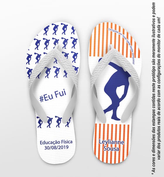 Chinelo Formatura Educação Física Listrado Personalizado COD 5743