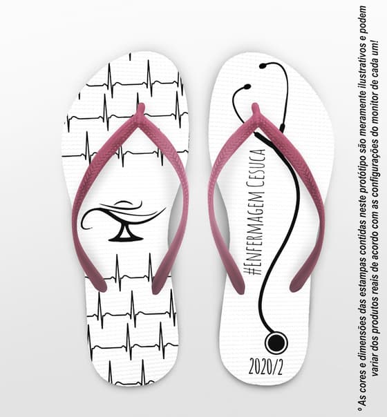 Chinelo Formatura Enfermagem Batimentos e Esteto Personalizado COD 5779