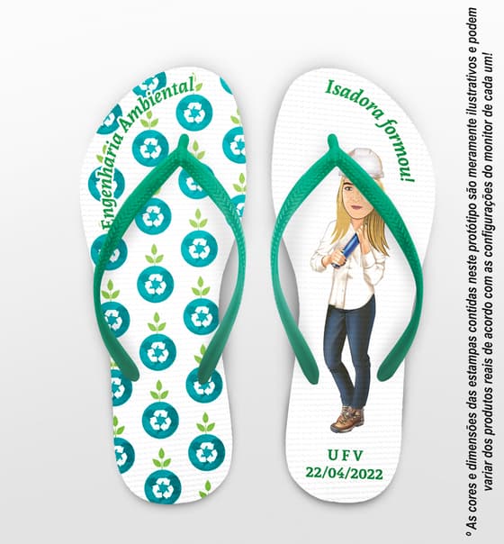 Chinelo Formatura Engenharia Ambiental Caricatura Personalizado COD 10608