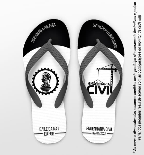 Chinelo Formatura Engenharia Civil Fundo Branco Personalizado COD 5766