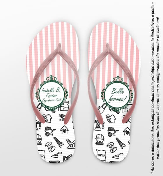 Chinelo Formatura Engenharia Civil Listrado com Monograma Personalizado COD 5735