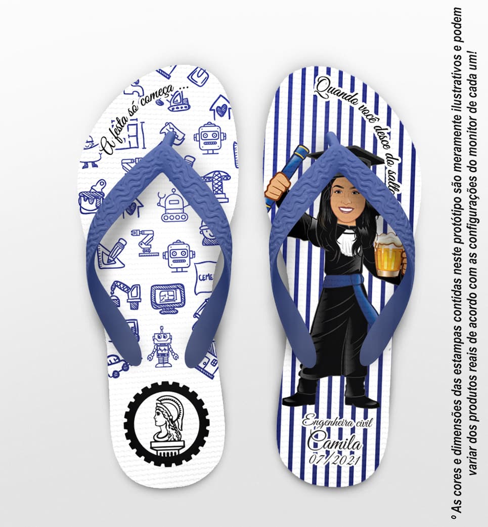 Chinelo Formatura Engenharia Civil Rosa Personalizado COD 3642