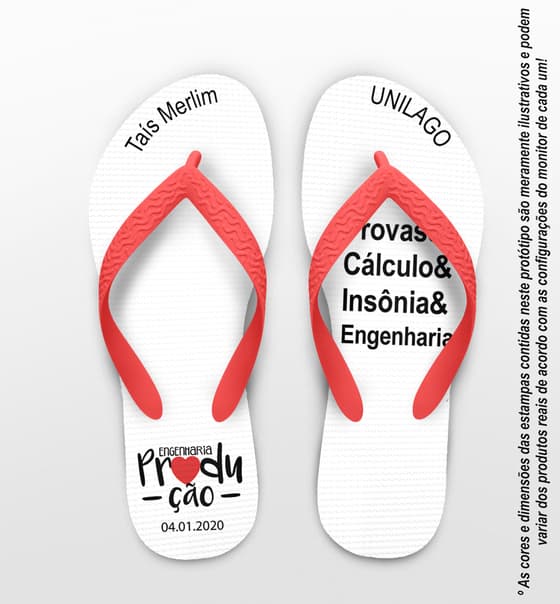 Chinelo Formatura Engenharia de Produção com Escrita Personalizado COD 5767