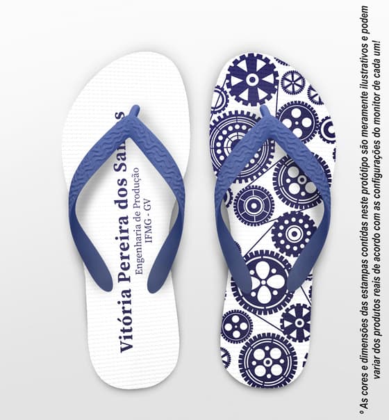 Chinelo Formatura Engenharia de Produção Engrenagens Personalizado COD 10610
