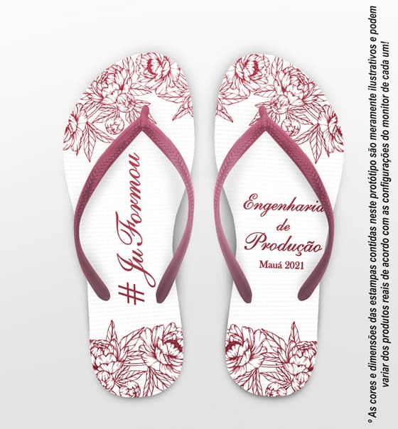 Chinelo Formatura Engenharia de Produção Floral Personalizado COD 10609