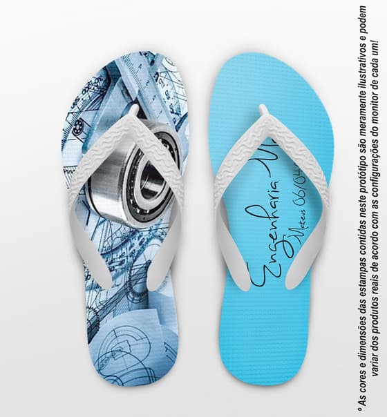 Chinelo Formatura Engenharia Mecânica Azul Personalizado COD 5769