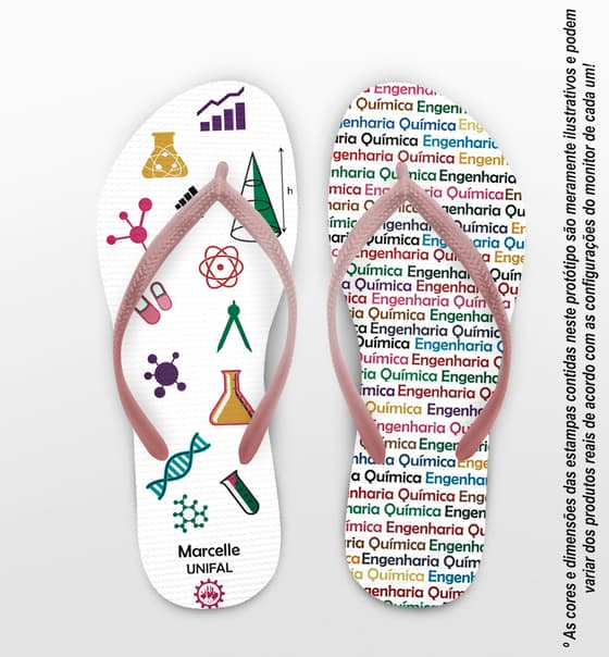 Chinelo Formatura Engenharia Química Rosa Personalizado COD 3053