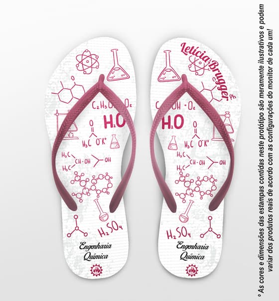 Chinelo Formatura Engenharia Química Rosa Personalizado COD 3055