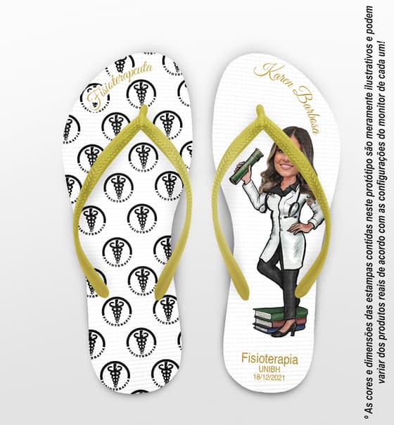 Chinelo Formatura Fisioterapia, Caricatura Personalizado COD 5208