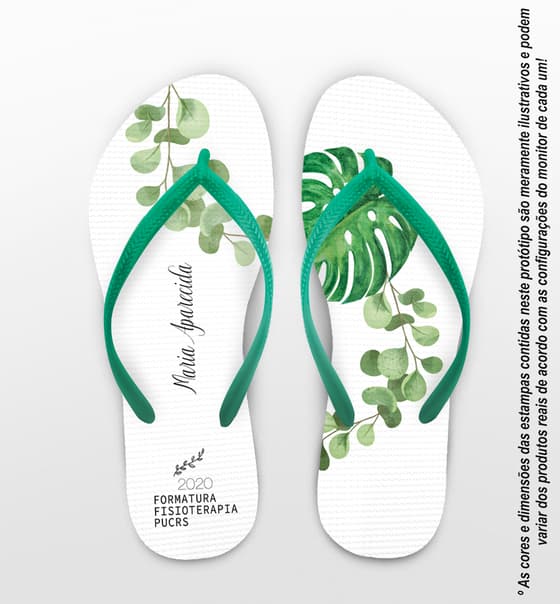 Chinelo Formatura Fisioterapia Personalizado com Folhas COD 9388