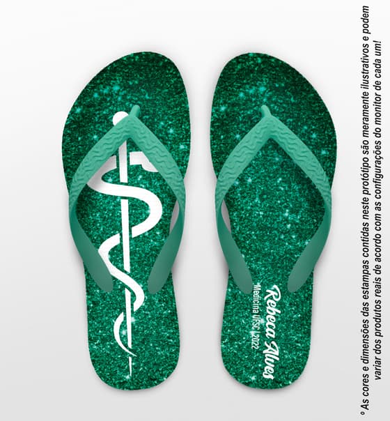 Chinelo Formatura Glitter Medicina Personalizado COD 10866