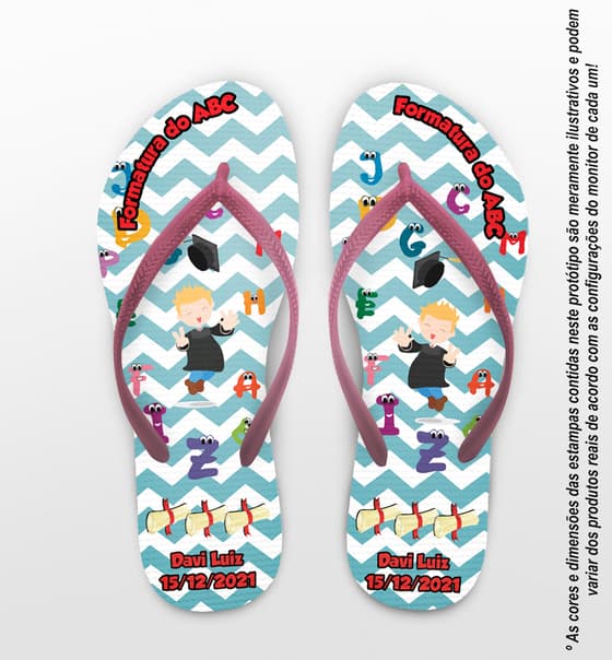 Chinelo Formatura Infantil ABC Personalizado COD 3047