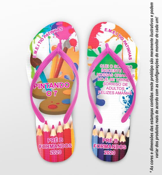 Chinelo Formatura Infantil Fundo Branco com Tintas Personalizado COD 5777