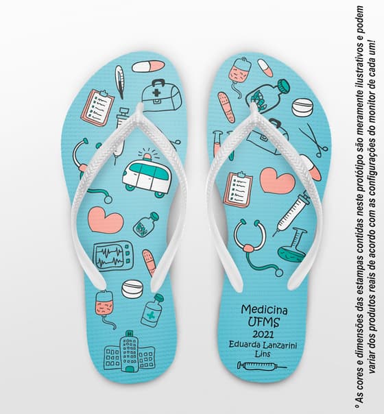 Chinelo Formatura Medicina, Azul - Personalizado COD 3075