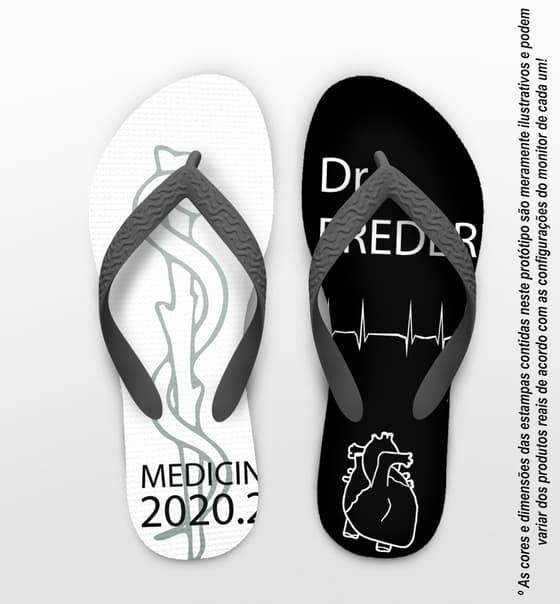 Chinelo Formatura Medicina Batimento e Coração Personalizado COD 5797