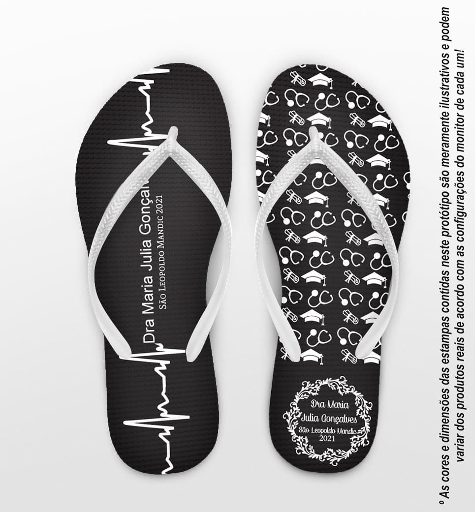 Chinelo Formatura Medicina Batimentos e Monograma Personalizado COD 6121