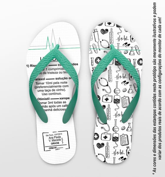 Chinelo Formatura Medicina Bula com Assinatura Personalizado COD 5733