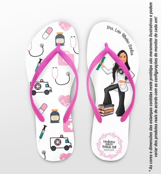 Chinelo Formatura Medicina Caricatura e Brasão Personalizado COD 5791
