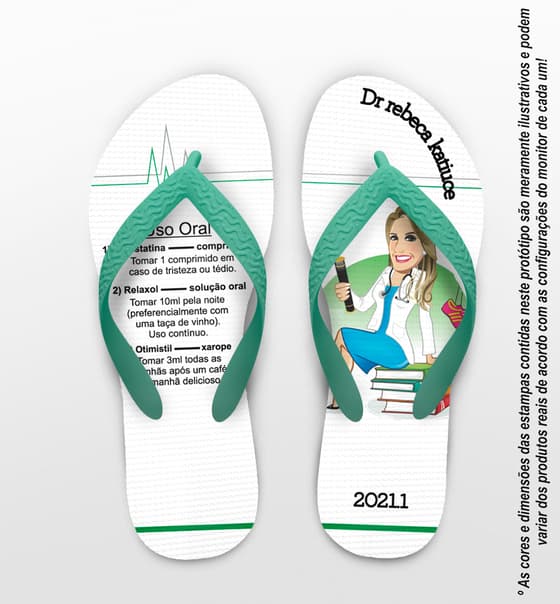 Chinelo Formatura Medicina Caricatura e Bula Personalizado COD 5806