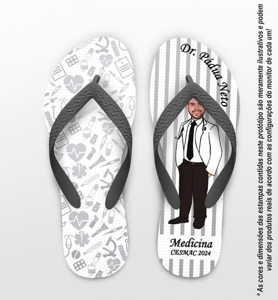 Chinelo Formatura Medicina Caricatura Listrado Personalizado COD 5787