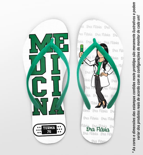Chinelo Formatura Medicina Caricatura Personalizado COD 10358