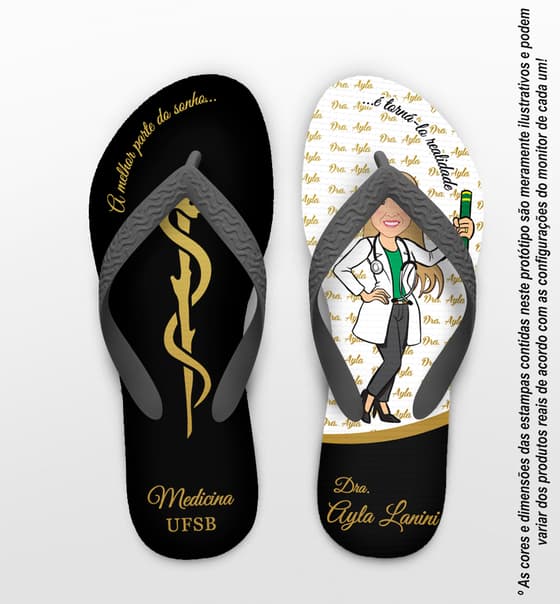 Chinelo Formatura Medicina Caricatura Personalizado COD 10862