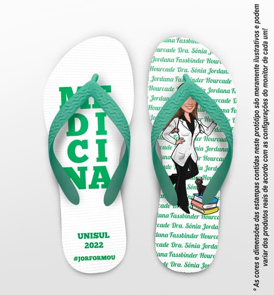 Chinelo Formatura Medicina Caricatura Personalizado COD 10869