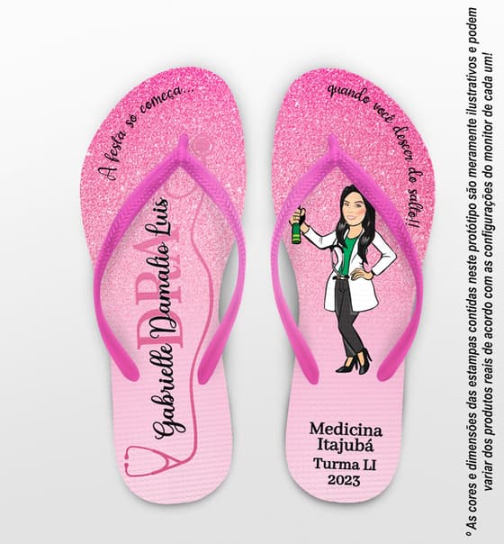 Chinelo Formatura Medicina Caricatura Personalizado COD 12523