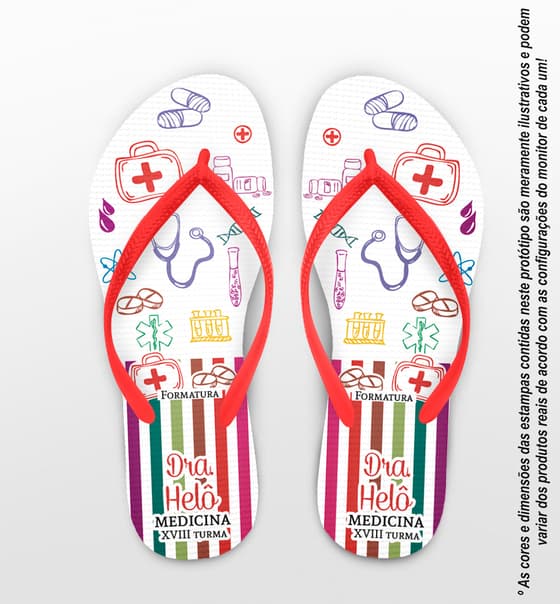 Chinelo Formatura Medicina Colorido Personalizado - COD 2871
