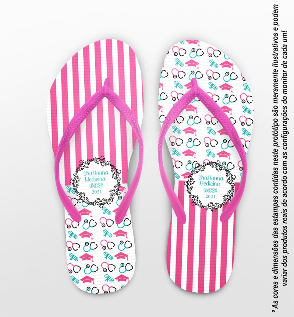Chinelo Formatura Medicina com Capelos e Esteto Personalizado COD 6120
