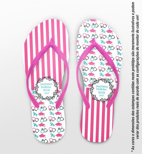 Chinelo Formatura Medicina com Capelos e Esteto COD 6120
