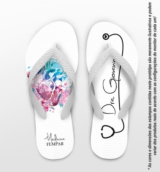 Chinelo Formatura Medicina Coração com Flores COD 5810