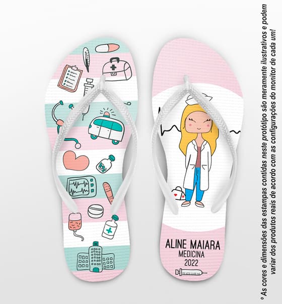 Chinelo Formatura Medicina Cores Pastel Personalizado COD 10614