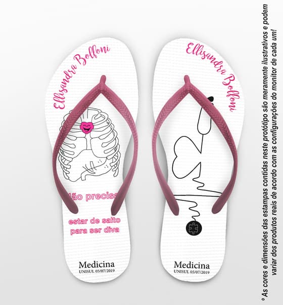 Chinelo Formatura Medicina Costela e Coração Personalizado COD 5786