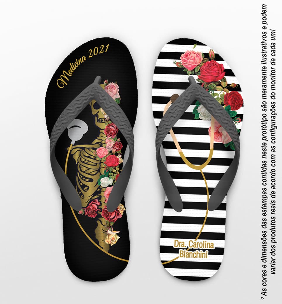 Chinelo Formatura Medicina Esqueleto Personalizado COD 10882