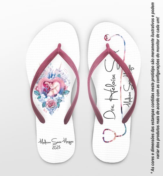Chinelo Formatura Medicina Esteto e Coração com Flores COD 6018